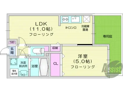 八乙女中央壱番館(1LDK/1階)の間取り写真