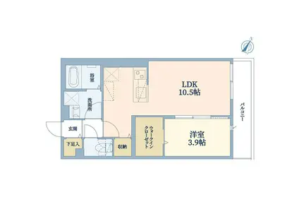 ウェルスクエア渋谷本町(1LDK/2階)の間取り写真