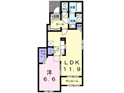 ゴーズ ハイツ(1LDK/1階)の間取り写真