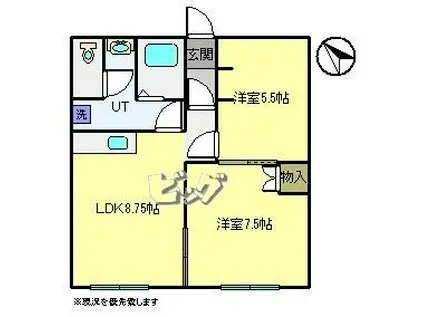 にこうMS I(2DK/1階)の間取り写真