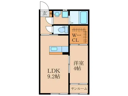 メモリー(1LDK/1階)の間取り写真