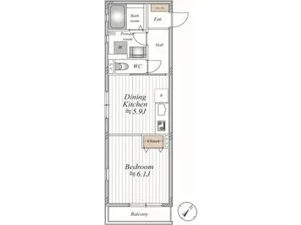 ル タン キャルム(1DK/3階)の間取り写真
