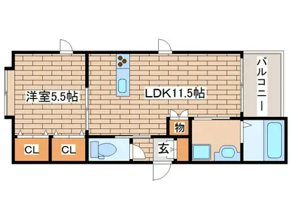 サンハイム米夢(1LDK/3階)の間取り写真