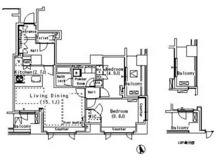 パークアクシス代官山(2LDK/6階)の間取り写真