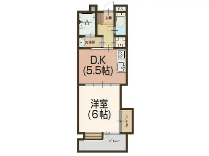 ローズマリーテラス(1DK/2階)の間取り写真