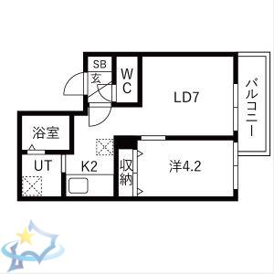 ブリス北円山(1LDK/3階)の間取り写真