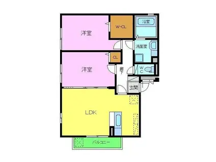 カーサ サンシビリテ ドゥーエ(2LDK/2階)の間取り写真