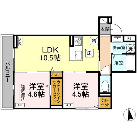セレスティア新小岩(2LDK/1階)の間取り写真
