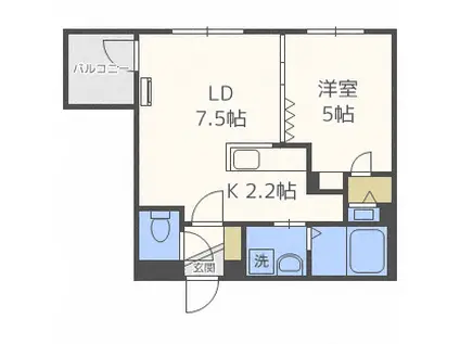 ESTOR琴似(1LDK/3階)の間取り写真
