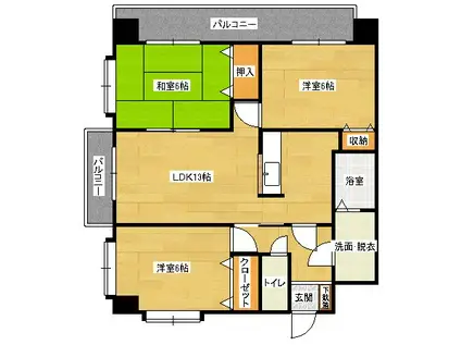 メゾンドベール(3LDK/4階)の間取り写真