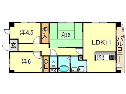 カンパーナ明石(3LDK/10階)の間取り写真