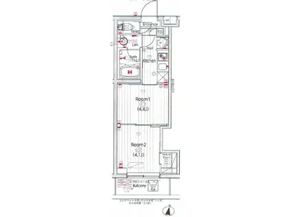 ガーラ・ステーション川崎久地(2K/2階)の間取り写真