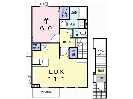 フォルム 植上 植上町(1LDK/2階)の間取り写真