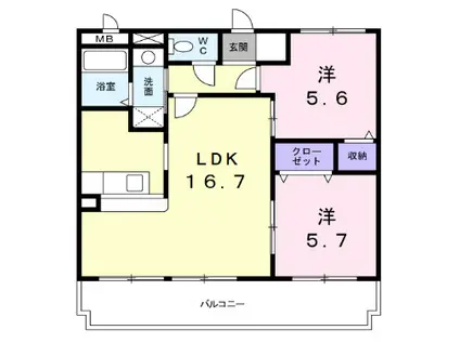 エレガントコンドミニアム叶(2LDK/4階)の間取り写真