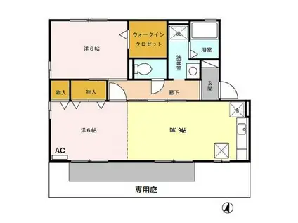 マリノカンパネッラA(2DK/1階)の間取り写真