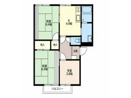 グレートタウン立川 C(3DK/1階)の間取り写真