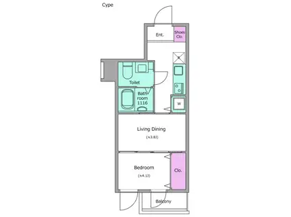 コルティーレ上北沢(2K/1階)の間取り写真