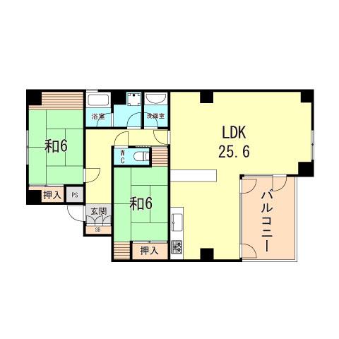 シオンズガーデン花川(2LDK/3階)の間取り写真