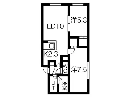 パインハート菊水II(2LDK/2階)の間取り写真