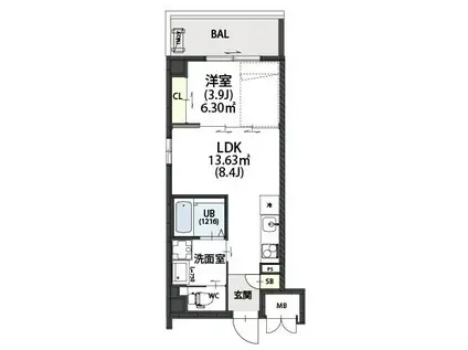 E-BONHEUR尼崎(1LDK/2階)の間取り写真