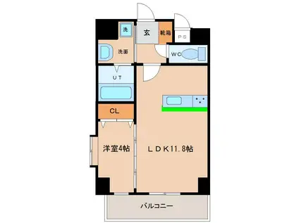アリュールII(1LDK/7階)の間取り写真