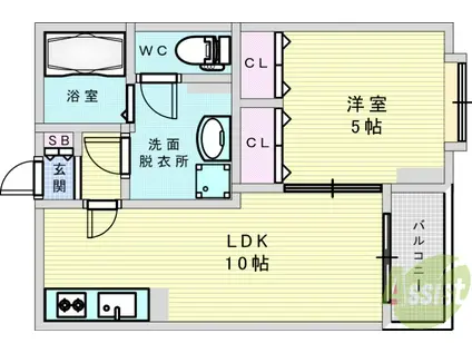 ヴィアソーレ摂津(1LDK/1階)の間取り写真