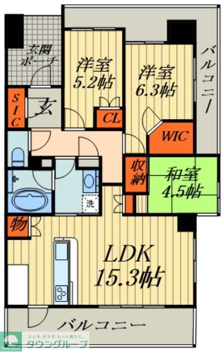 BRILLIA草加(3LDK/13階)の間取り写真