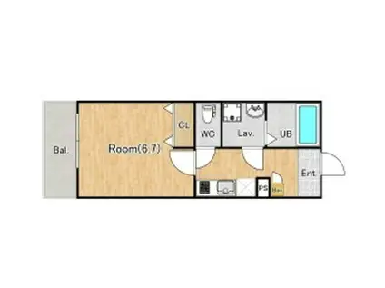 ジーメゾン桶川朝日(1K/1階)の間取り写真