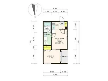 ハーモニーテラス高道町VI(1DK/1階)の間取り写真