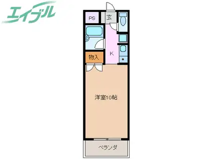 荒木ハイツ(1K/6階)の間取り写真