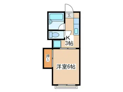 陽光ハイツ(1K/1階)の間取り写真