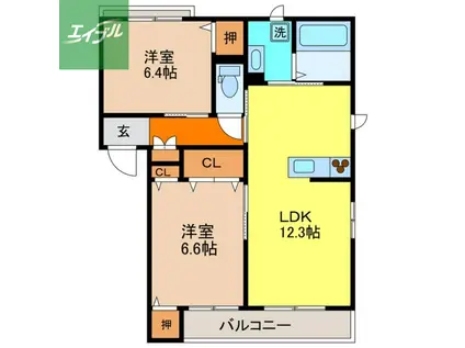 シャーメゾンさくら野(2LDK/3階)の間取り写真