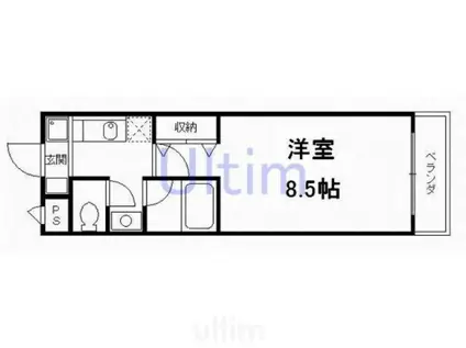グロリアス深草(1K/2階)の間取り写真