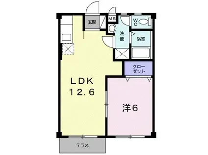 エレガンス鶴(1LDK/1階)の間取り写真