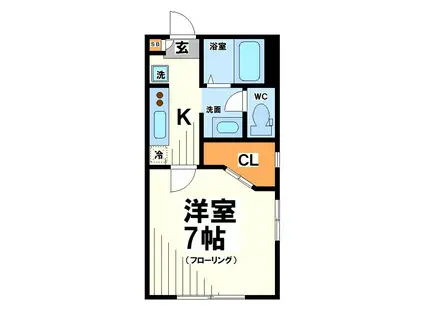 シオン成城(1K/1階)の間取り写真