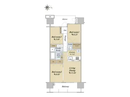 東京フロンティアシティアーバンフォートイーストブロック(3LDK/17階)の間取り写真