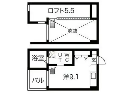 ベーネ本陣(ワンルーム/2階)の間取り写真