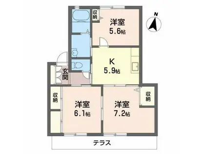 サンハイツ網干(3K/1階)の間取り写真