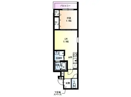 フジパレスあびこVI番館(1LDK/1階)の間取り写真