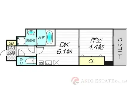 ライブガーデン江坂IX(1DK/3階)の間取り写真
