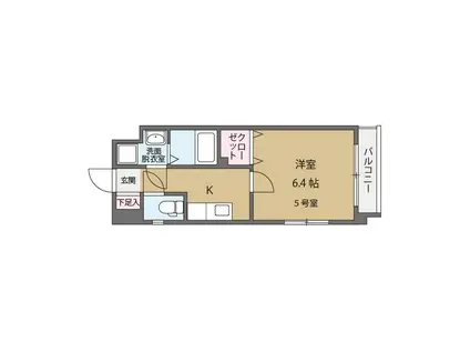 プロシードSH(1K/2階)の間取り写真