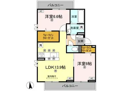 コルコバード(2LDK/2階)の間取り写真