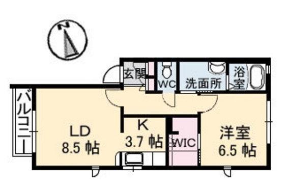 ハイライフ翠町(1LDK/2階)の間取り写真