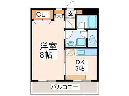 ティファニー水前寺(1DK/3階)の間取り写真