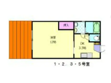 Fガーデン教育大前I(1K/1階)の間取り写真