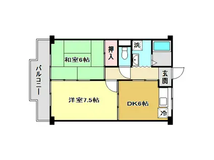 ハイツハピィバリー南棟(2DK/2階)の間取り写真