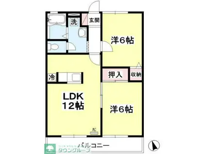 サンジュネスゆう(2LDK/1階)の間取り写真