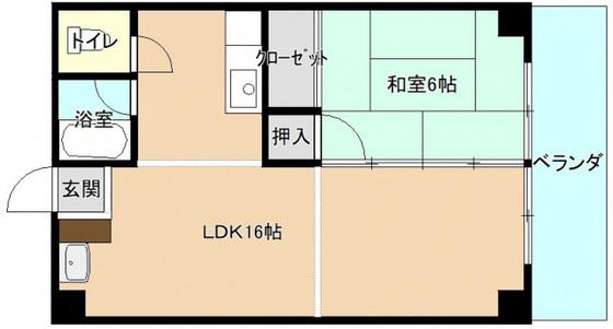 東洋コーポラス(1LDK/7階)の間取り写真