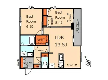 メゾン千華(2LDK/3階)の間取り写真