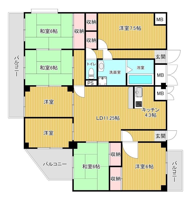 マノワールINO(7LDK/4階)の間取り写真